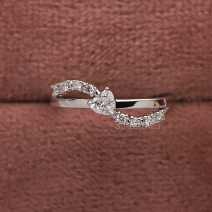 Heart Cut Accent Diamond Dainty Ring
