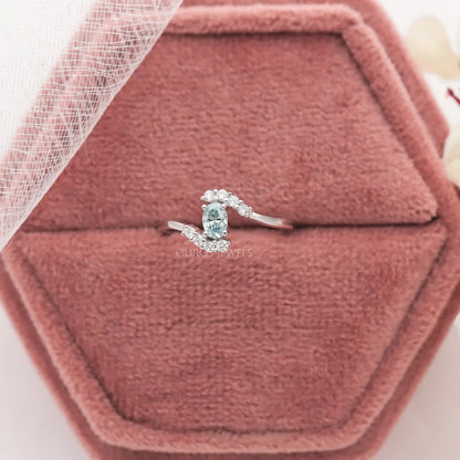 Green Oval Diamond Bypass Ring
