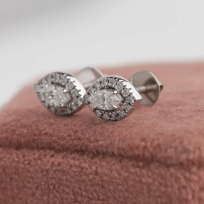 Marquise Shape Diamond Halo Earrings