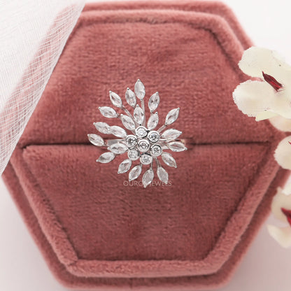 Rose Cut Marquise Cluster Diamond Ring
