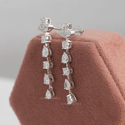 Round And Pear Drop Earrings