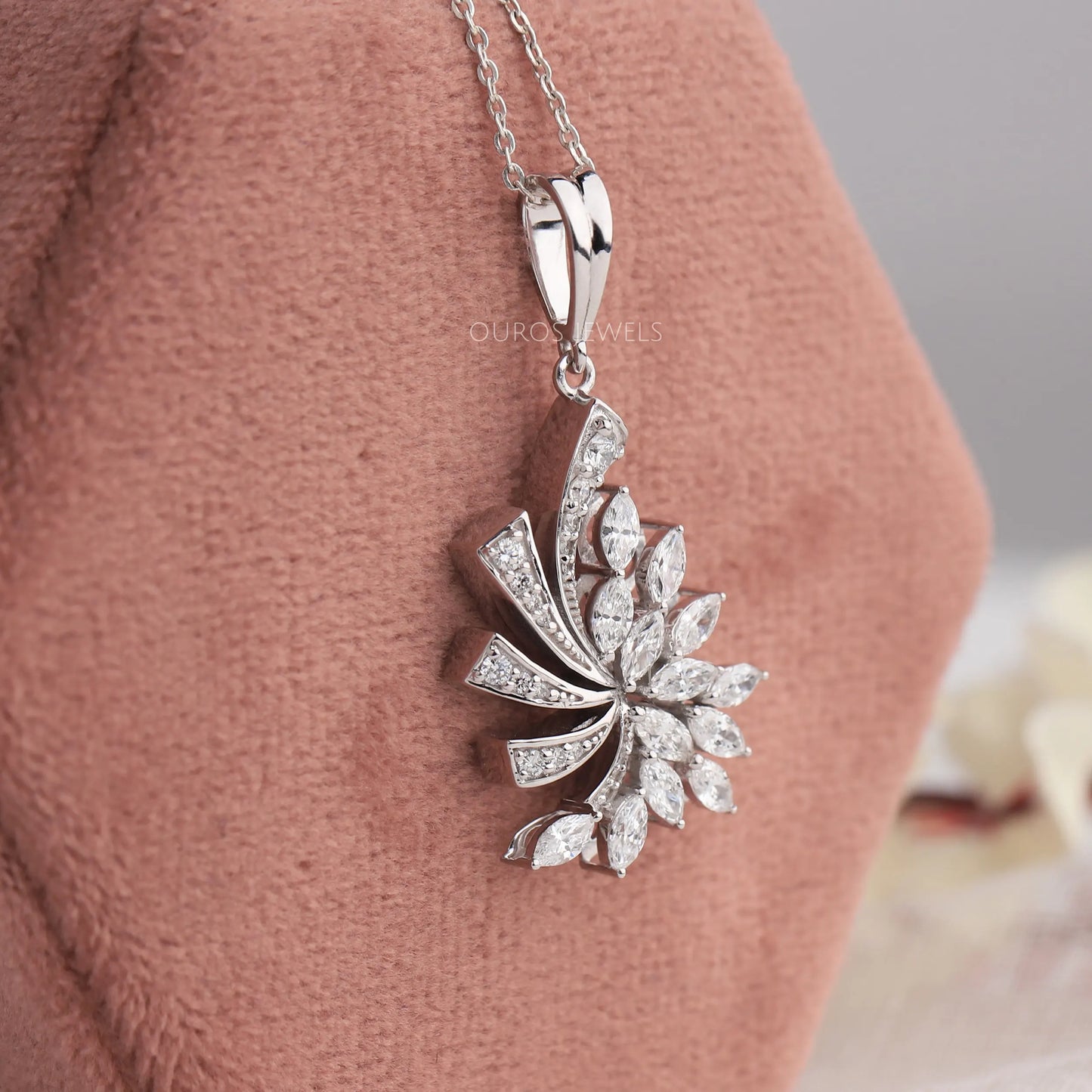 Marquise & Round Cut Cluster Necklace