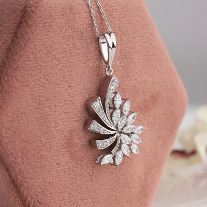 Marquise & Round Cut Cluster Necklace