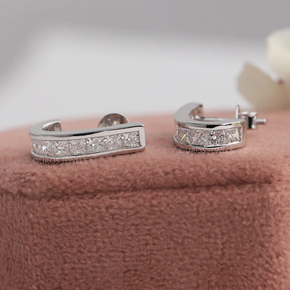 Princess Cut Bezel Set Earrings