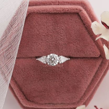 Round & Shield Cut Diamond 3 Stone Ring