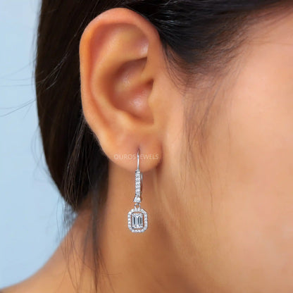 Emerald Diamond Dangle Drop Earrings