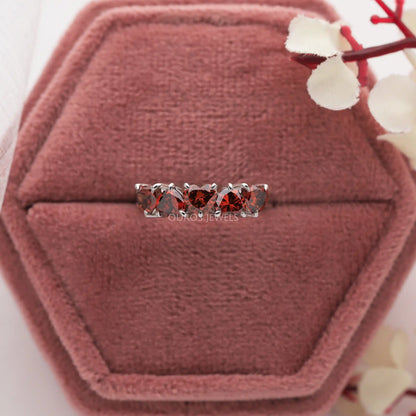 Red Heart Diamond Five Stone Ring