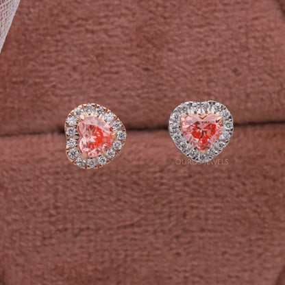 Pink Heart Cut Halo Diamond Open Cuff Ring