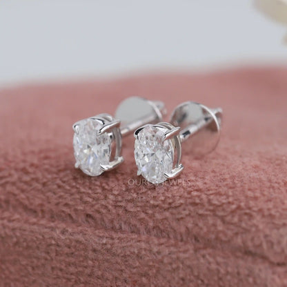 Oval Diamond Stud Earrings