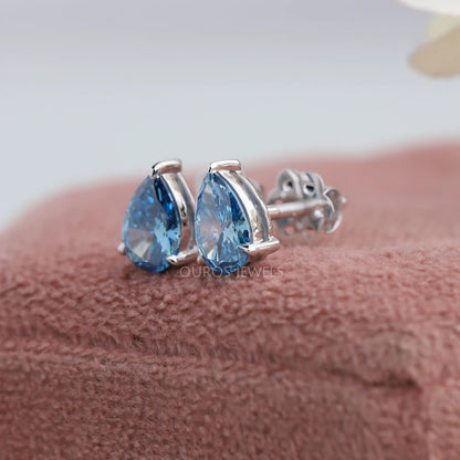 Blue Pear Diamond Earring