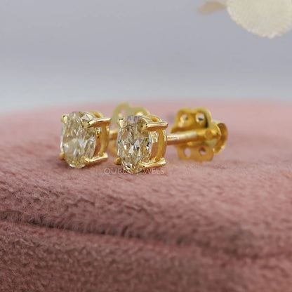 Yellow Oval Cut Stud Earrings