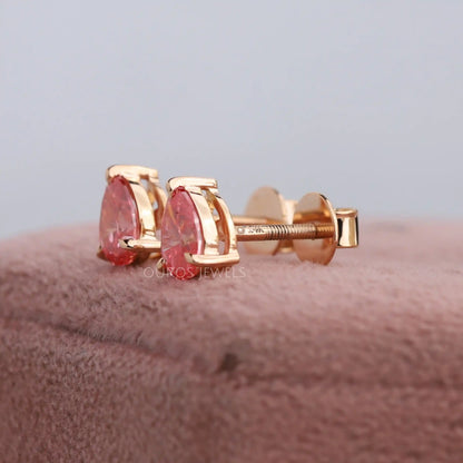 Pink Pear Diamond Earring