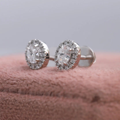 Oval Cut Lab Diamond Halo Earrings