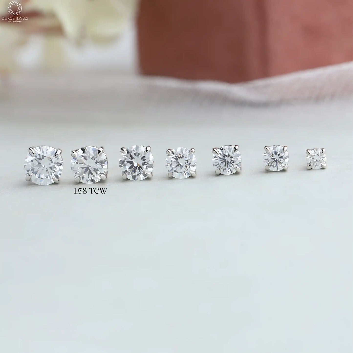 Round Lab Diamond Stud Earrings