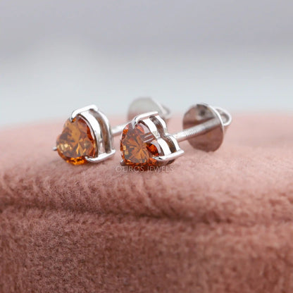 Red Heart Cut Stud Earrings