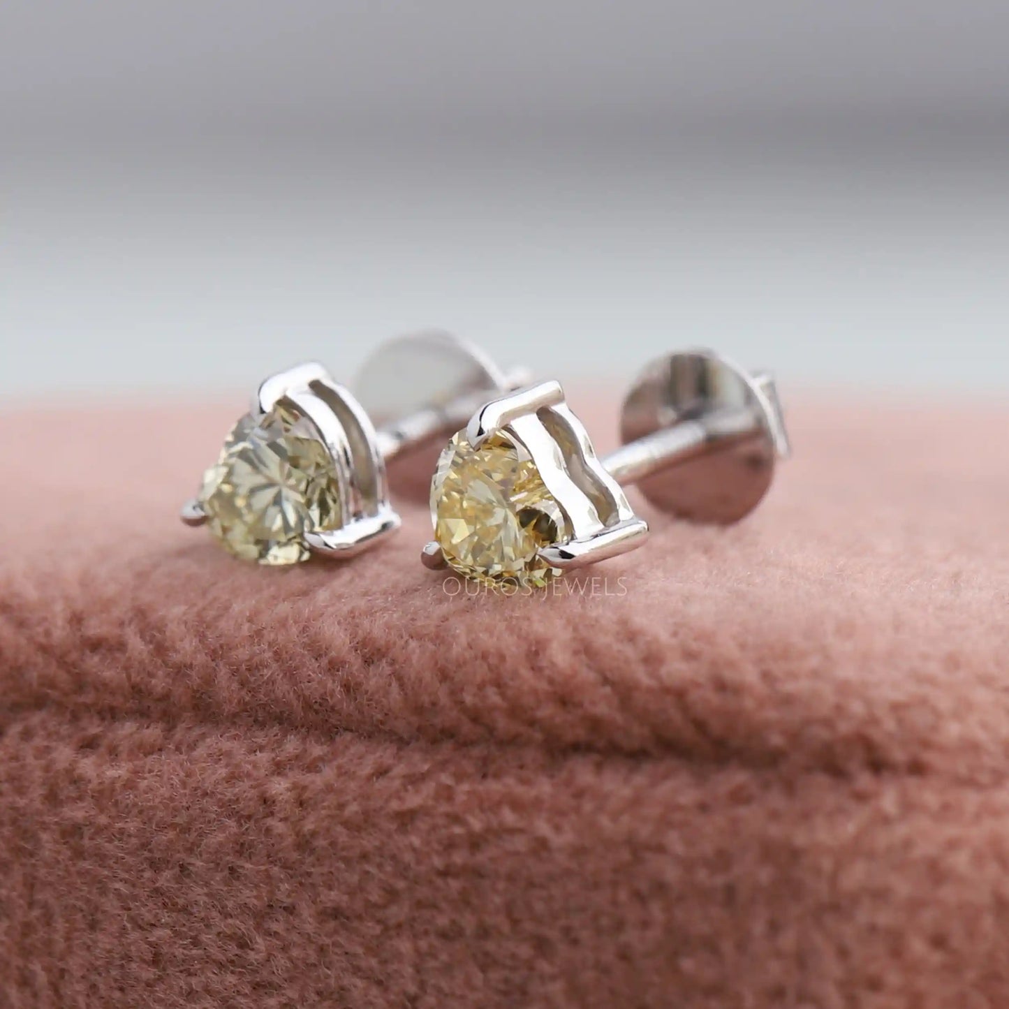 Yellow Heart Cut Stud Earrings