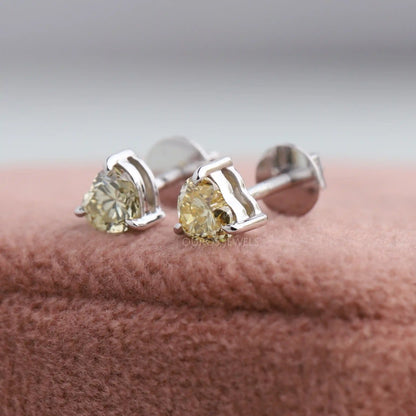 Yellow Heart Cut Stud Earrings