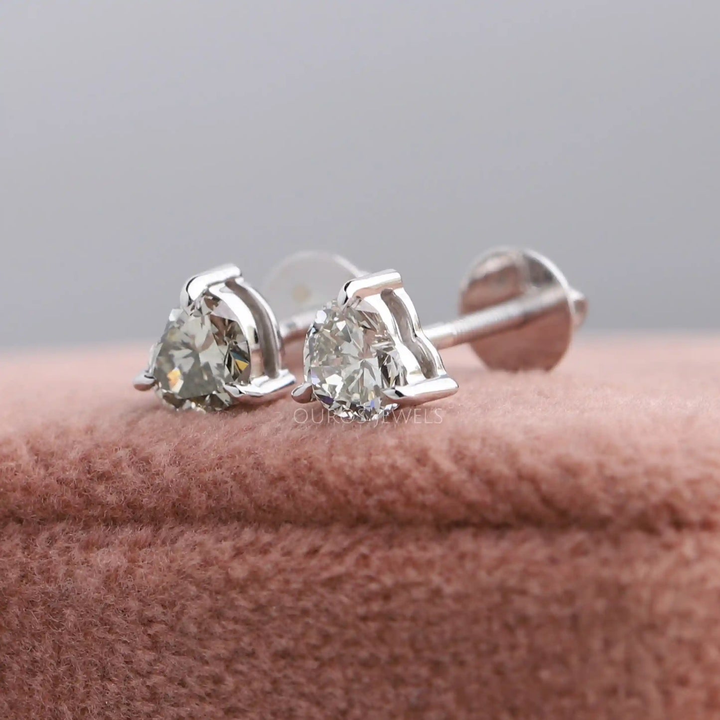 Olive Heart Cut Lab Diamond Stud