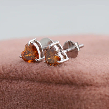 Red Heart Cut Stud Earrings