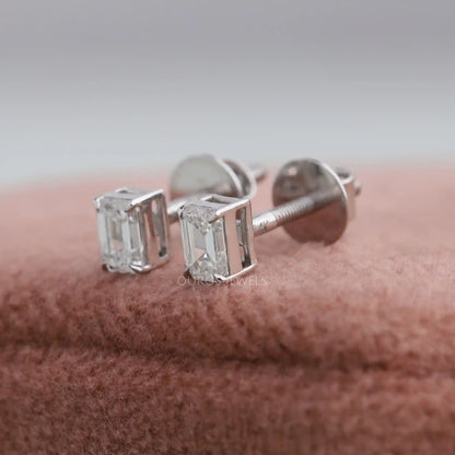 Emerald Cut Diamond Stud Earrings
