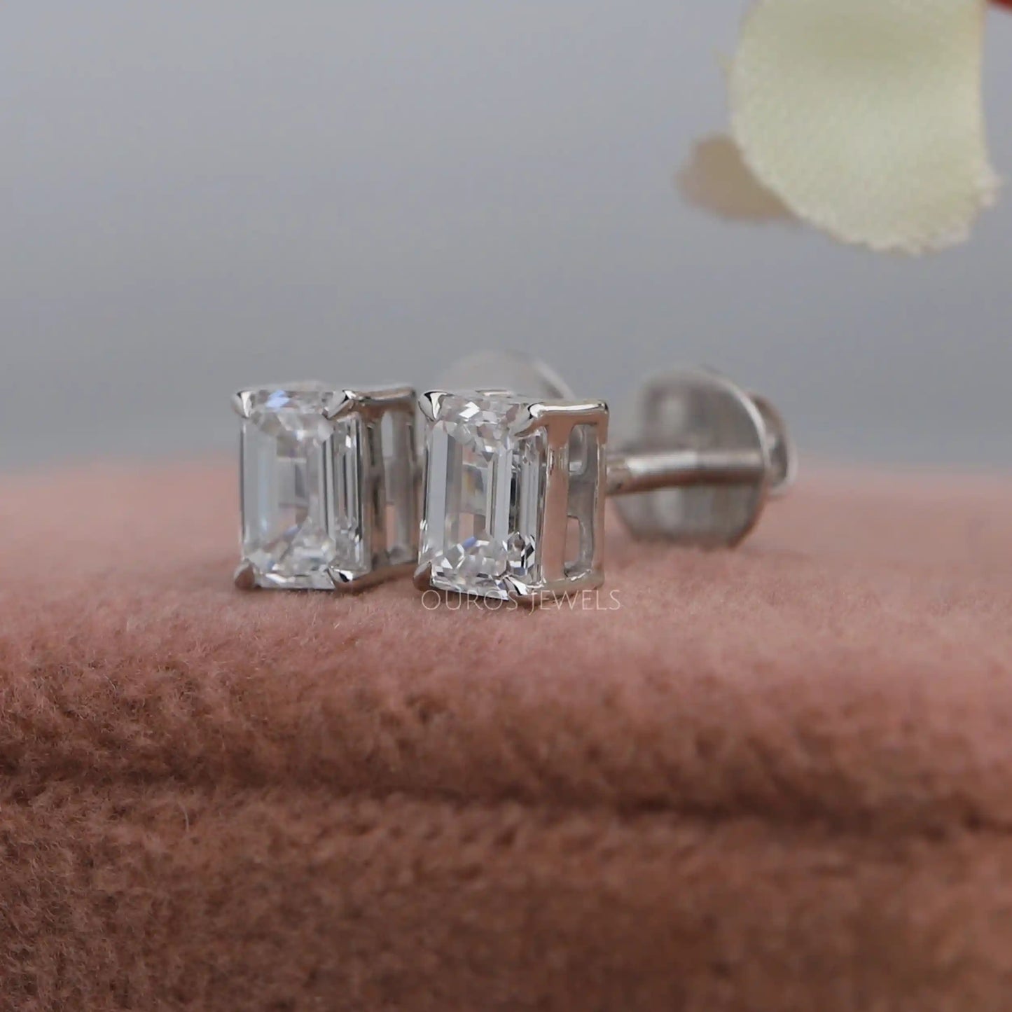 Emerald Cut Lab Diamond Stud Earrings