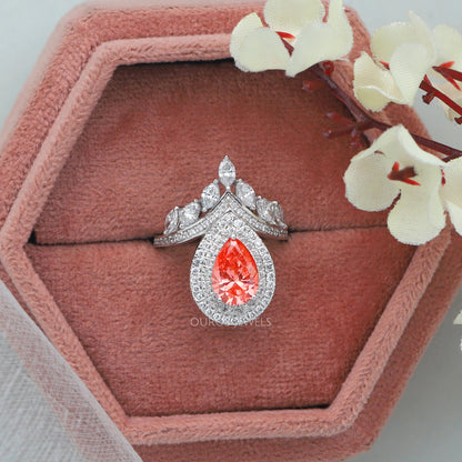 Pear Shaped Halo Bridal Engagement Ring