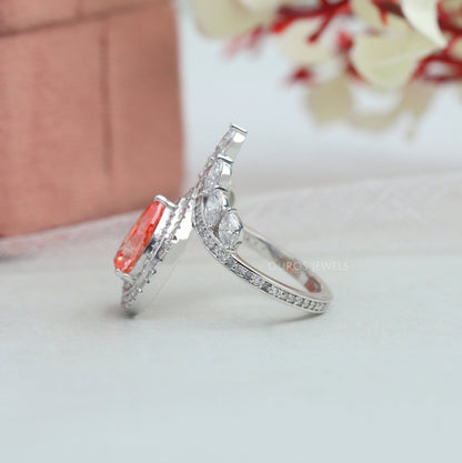 Pear Shaped Halo Bridal Engagement Ring