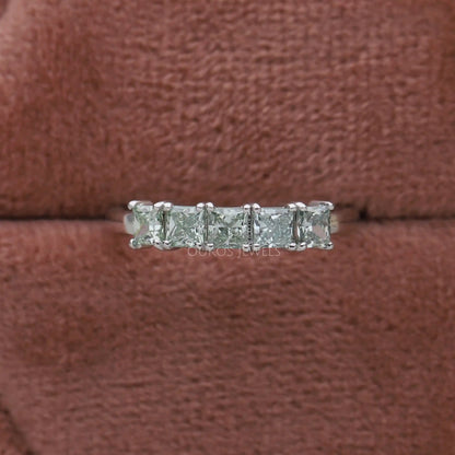 Green Princess Cut 5 Stone Ring