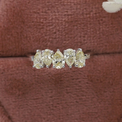 Yellow Pear Cut 5 Stone Ring