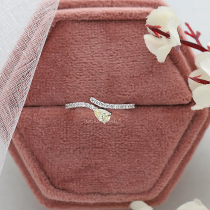 Yellow Pear Cut Diamond Bypass Ring