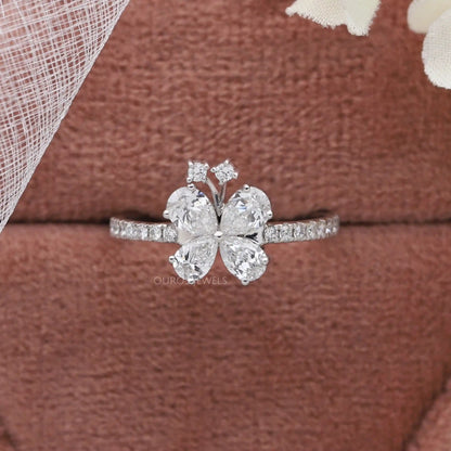 Pear Cut Accent Diamond Ring