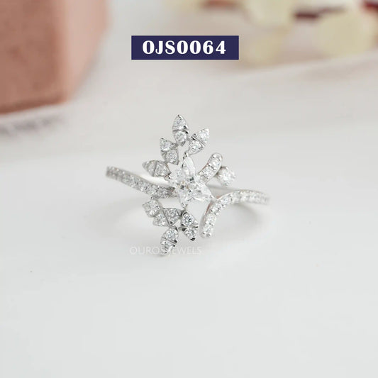 Butterfly Cut Bypass Shank Cluster Ring