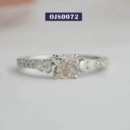 Cushion Cut Solitaire Accent Ring