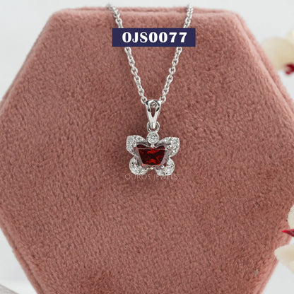 Red Butterfly Diamond Dainty Necklace