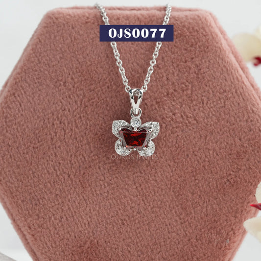 Red Butterfly Diamond Dainty Necklace