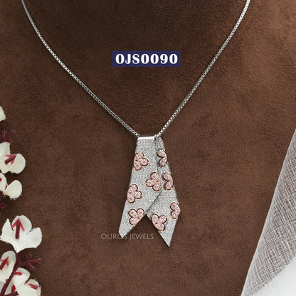 Pink Round Cut Diamond Necklace