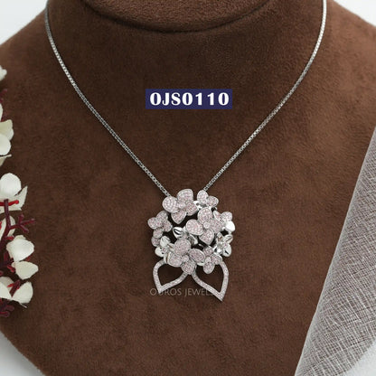 Fancy Pink Round Diamond  Necklace