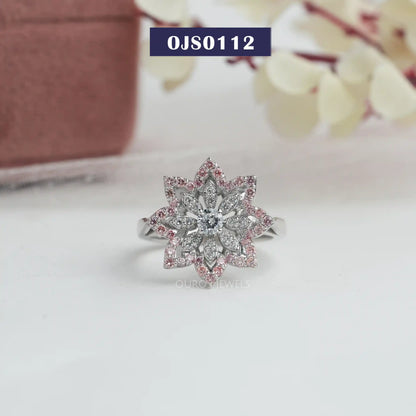 Flower Shape  Round Cluster Diamond  Ring