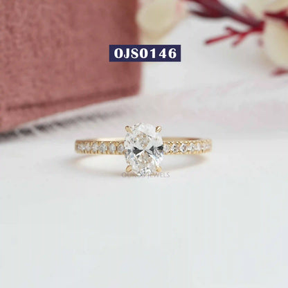 Oval Cut Diamond Solitaire Accent Ring
