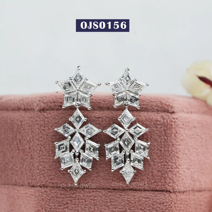 Lozenge Cut Diamond Drop Dangle Earrings