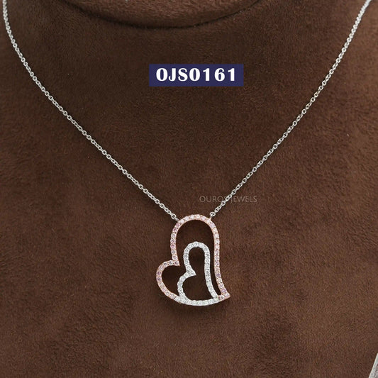 Heart Shape Round Diamond Necklace