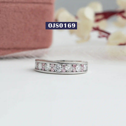 Pink Round Diamond Triple Vintage Band