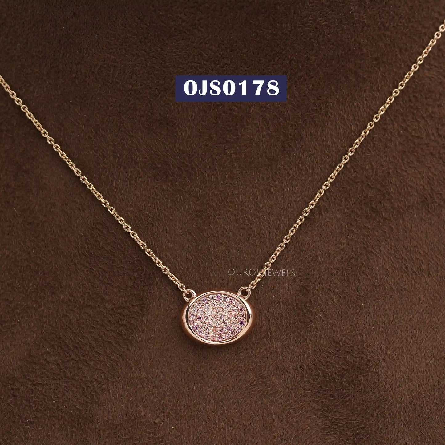 Pink Round Pave Diamond Necklace