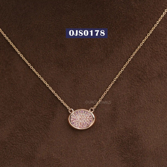Pink Round Pave Diamond Necklace