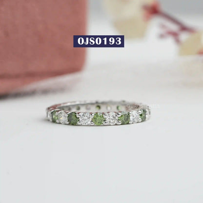 Green Round Cut Lab Diamond Eternity  Band