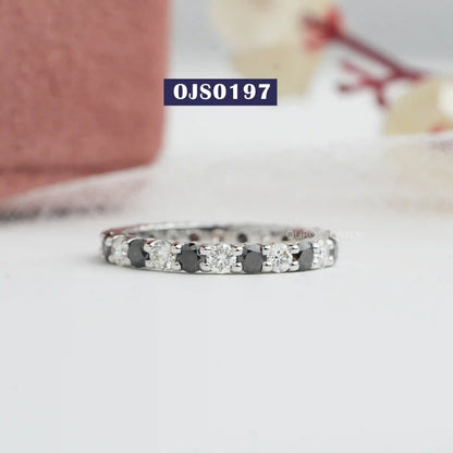 Black  Round Cut Eternity  Wedding  Band