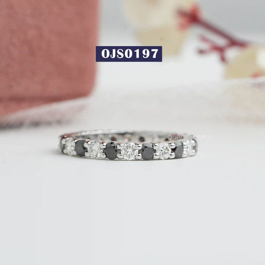 Black  Round Cut Eternity  Wedding  Band