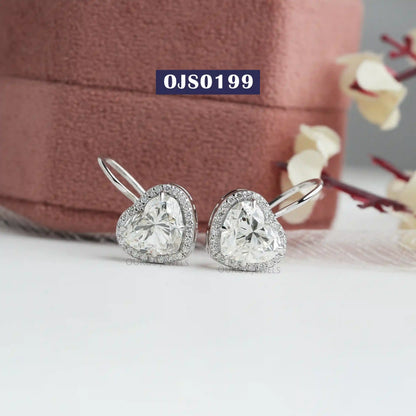 Heart Cut Diamond Halo Earrings