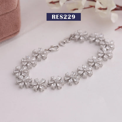 Floral Style Pear Diamond Bracelets