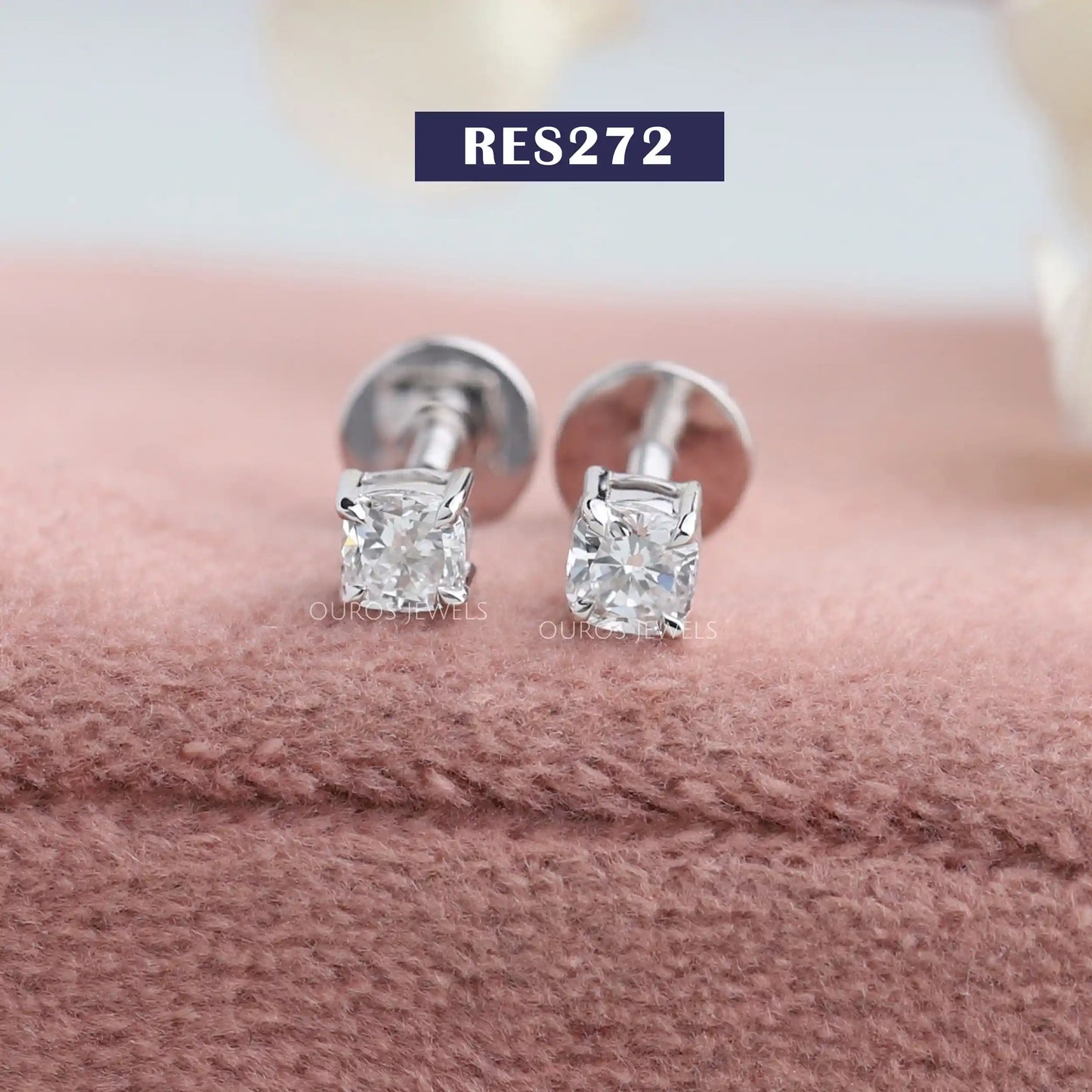 Cushion Cut Diamond Stud Earring